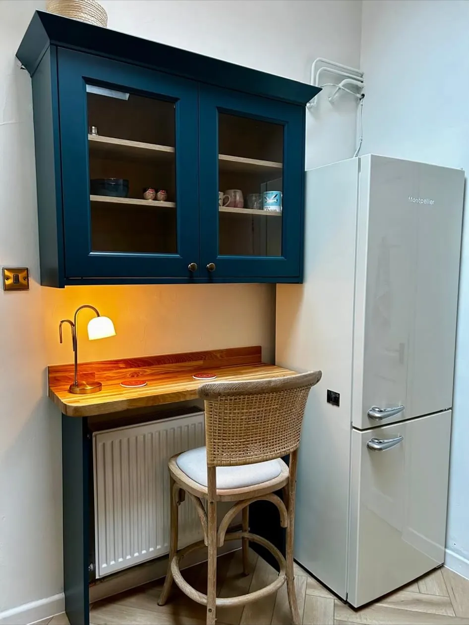 Glazed dresser and oak desk – bespoke furniture & wardrobes by JCK Carpentry & Building, Exeter