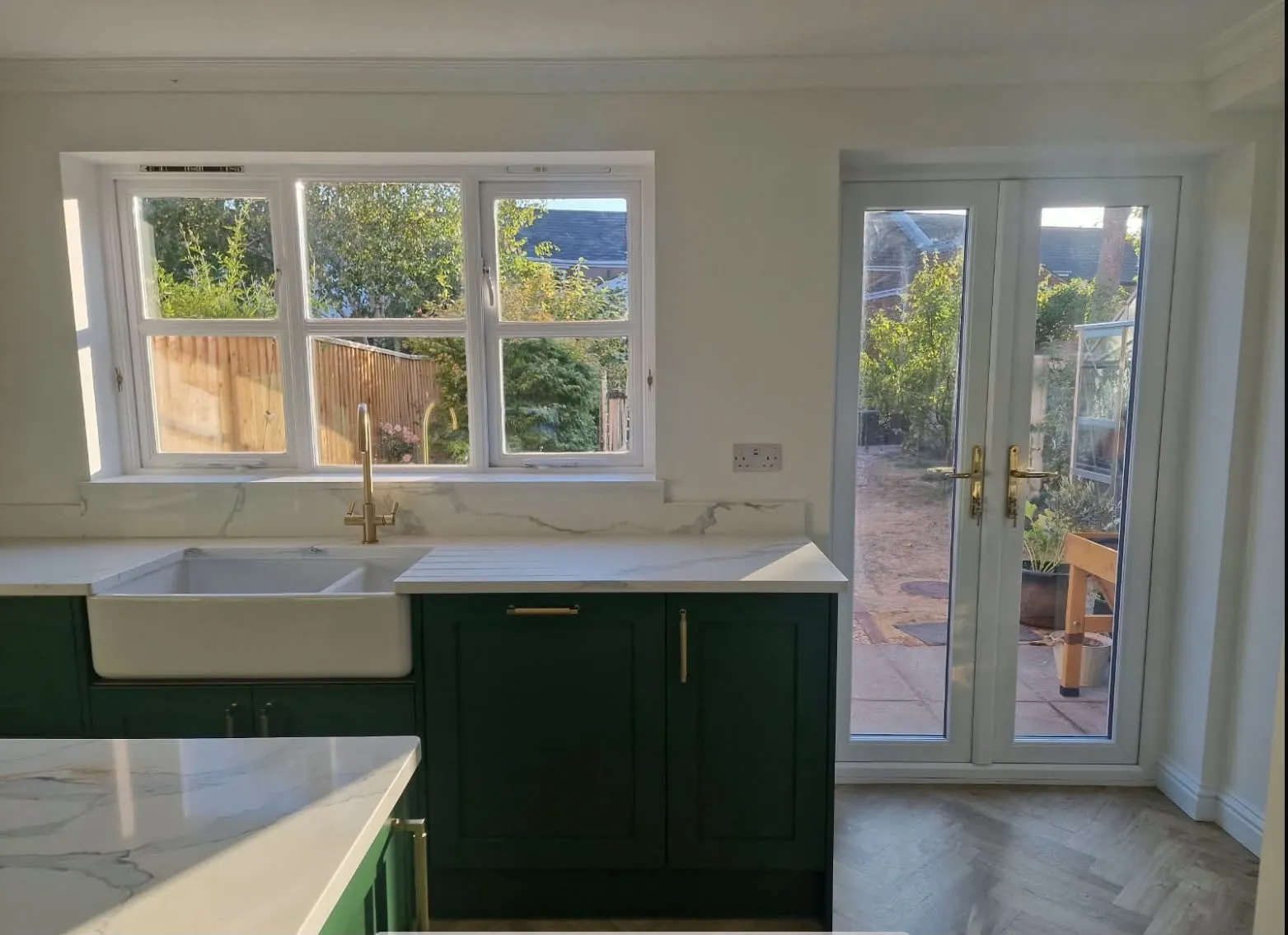 Green Shaker kitchen in Exeter after – finished by JCK Carpentry & Building