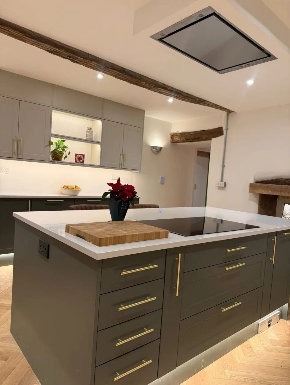 Cottage kitchen island ceiling extractor 23 – kitchen fitting by JCK Carpentry & Building, Exeter