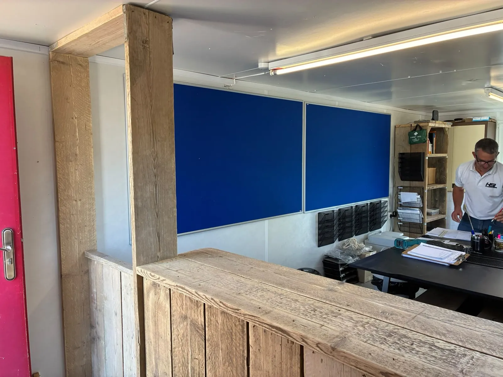 Reclaimed timber reception counter – carpentry by JCK Carpentry & Building, Exeter