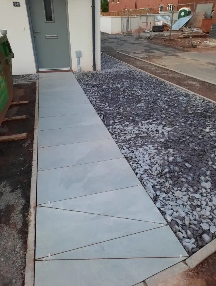 Porcelain paved front path 01 – patios, paving & outdoor work by JCK Carpentry & Building, Exeter