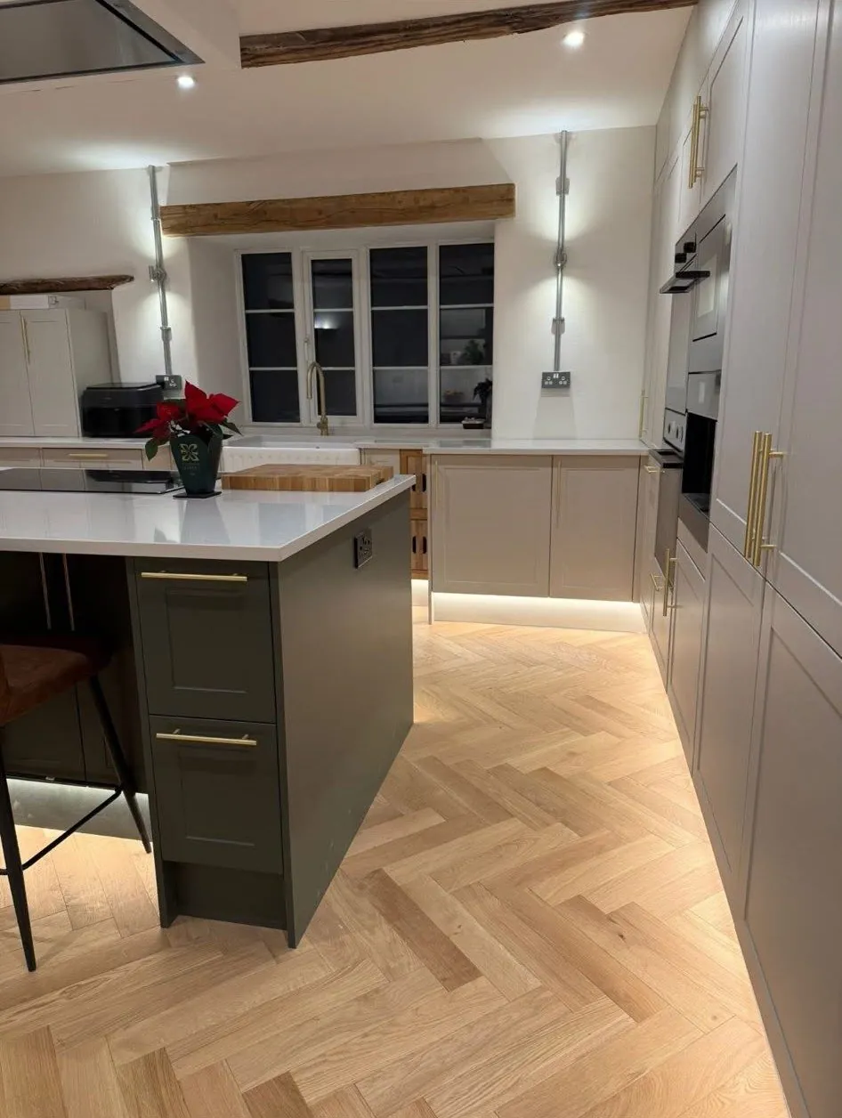 Cottage shaker kitchen herringbone floor 18 – kitchen fitting by JCK Carpentry & Building, Exeter