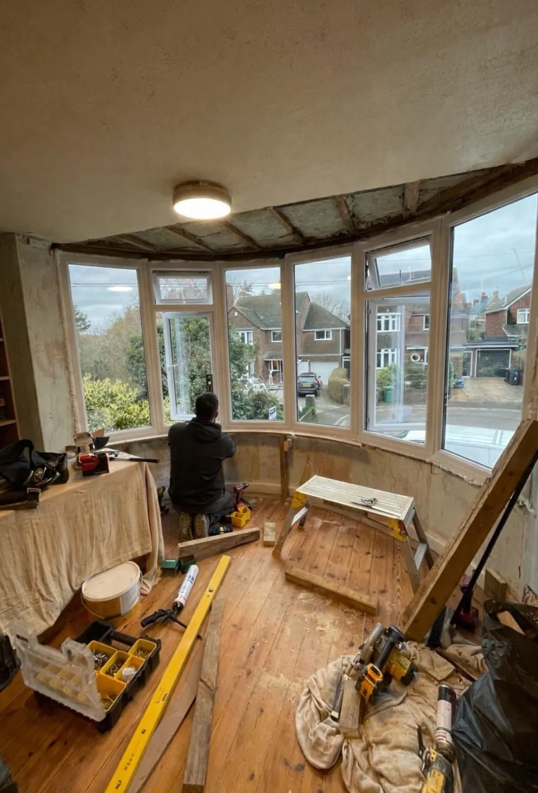 Bay window seat in Exeter before work by JCK Carpentry & Building